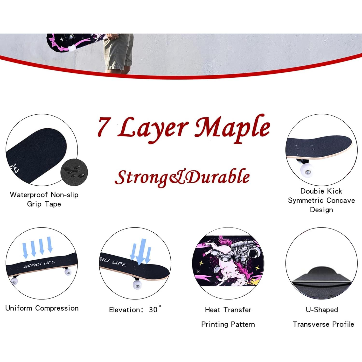 Skateboard Gingili Life 31'' Arce 7 capas para todos