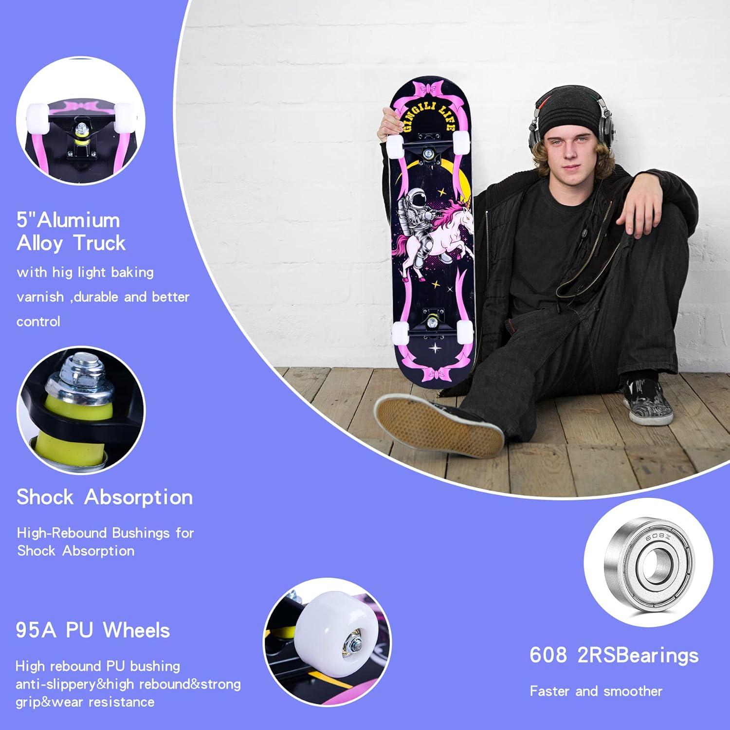 Skateboard Gingili Life 31'' Arce 7 capas para todos