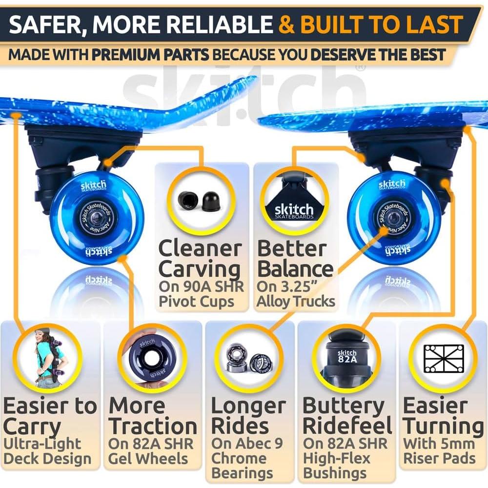 Patinete SKITCH Starter Azul Galaxia LED + Mini Patinete y Mochila