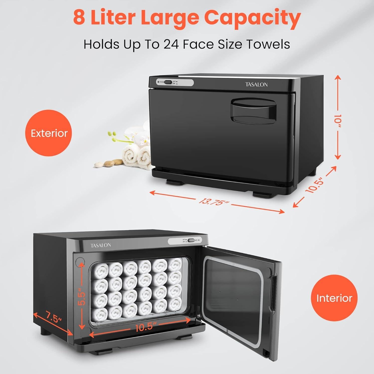 Calentador de Toallas TASALON 8L Profesional Negro - Spa y Hogar