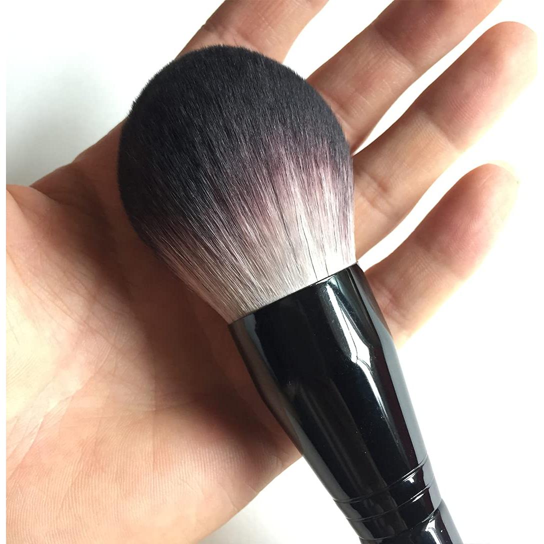 Large Size Luxurious Premium Kabuki Brush Mink Makeup Brushes Powder Brush Foundation Brush Blush Brush Face Blender Brush Mineral Blending Buffing Brush Multi-function Cosmetics Tools Full Coverage (Black)