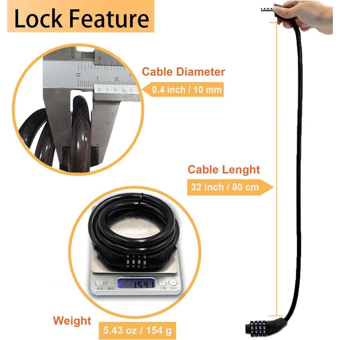 Candado de Cable Resettable Jokmae 80 cm 4 Dígitos Antirrobo