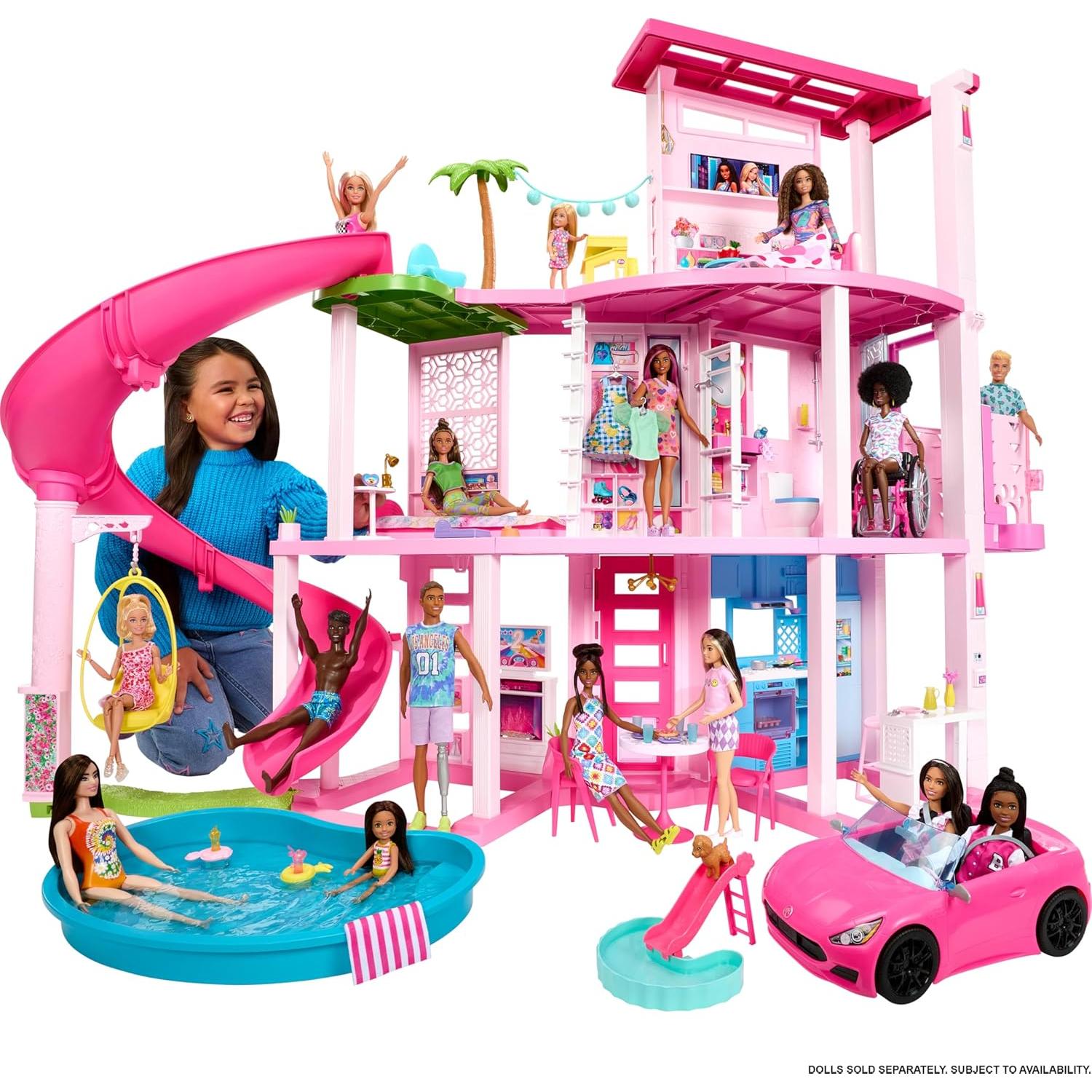 Casa de Muñecas Barbie Dreamhouse 75 Piezas Muebles y Tobogán