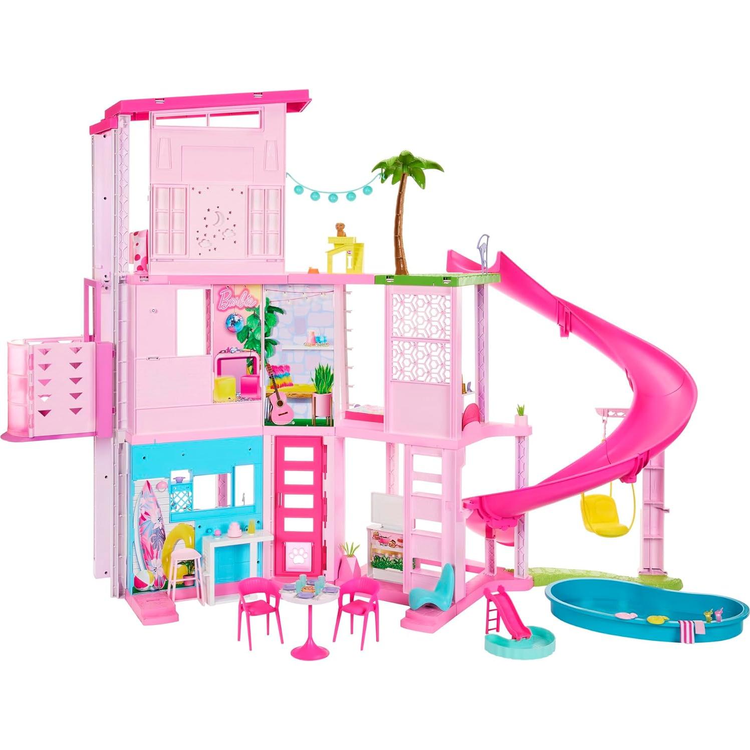 Casa de Muñecas Barbie Dreamhouse 75 Piezas Muebles y Tobogán