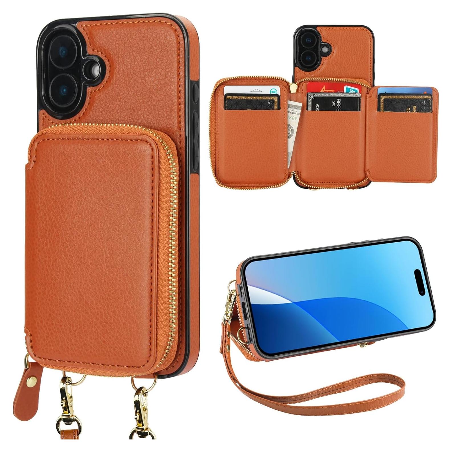 Bocasal Cartera RFID para iPhone 16 Plus 6.7" Marrón
