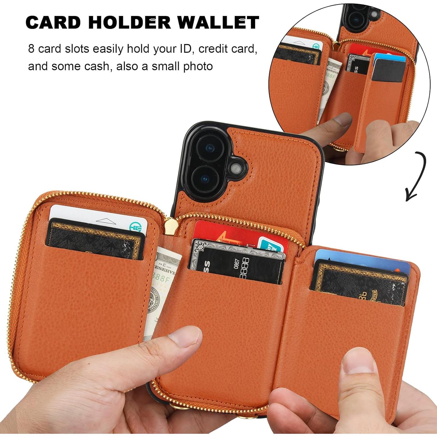 Bocasal Cartera RFID para iPhone 16 Plus 6.7" Marrón