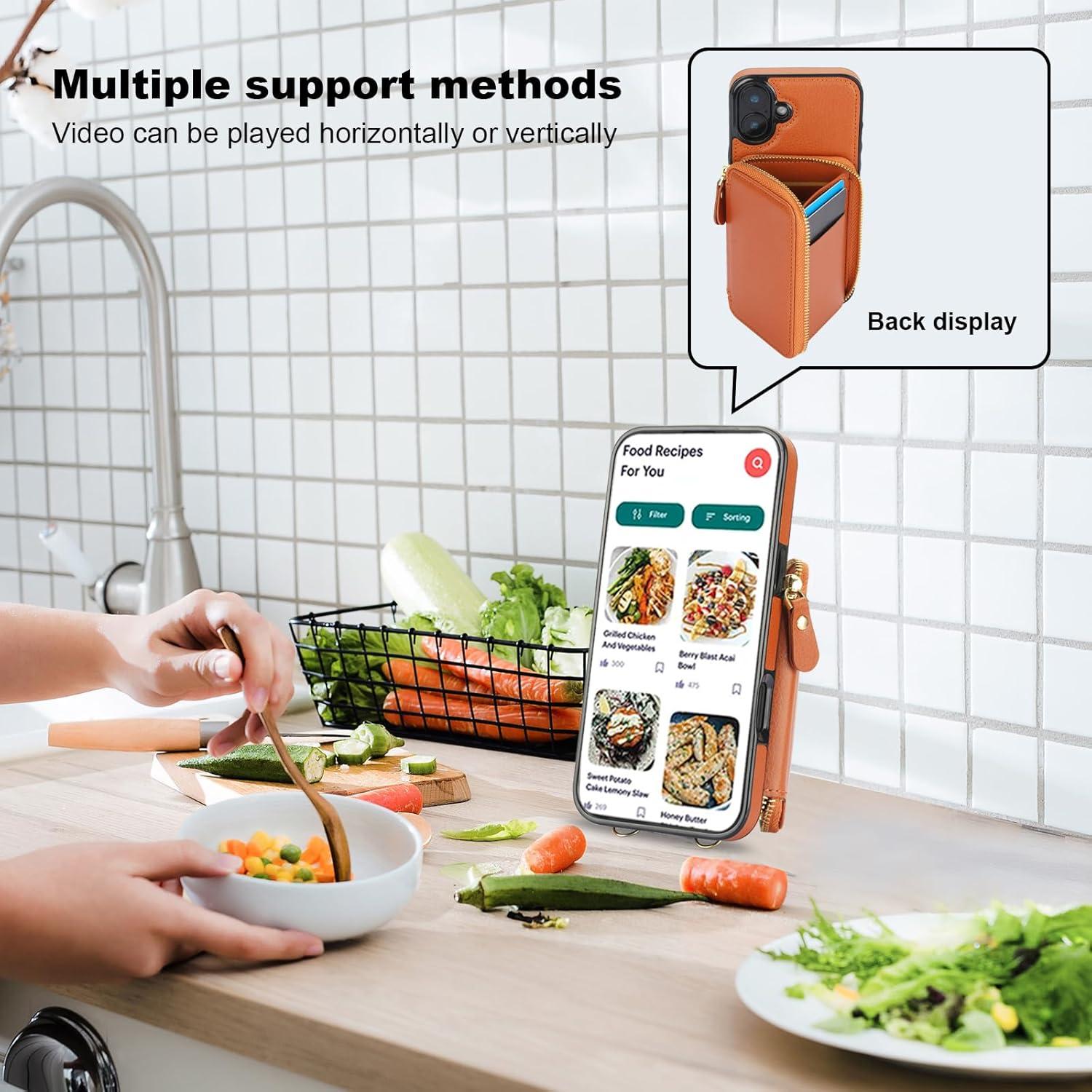 Bocasal Cartera RFID para iPhone 16 Plus 6.7" Marrón