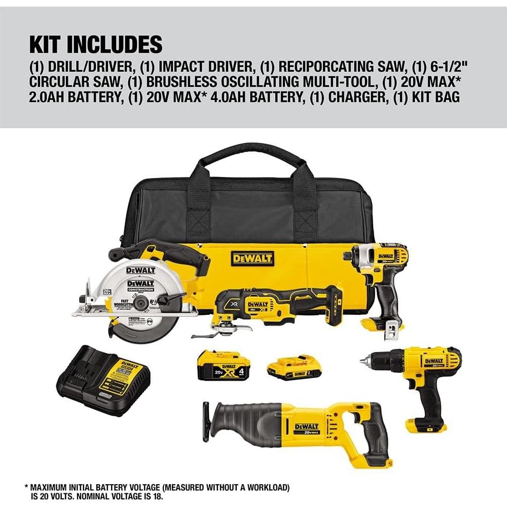 Kit de Herramientas Inalámbricas DEWALT 20V MAX - 5 Piezas