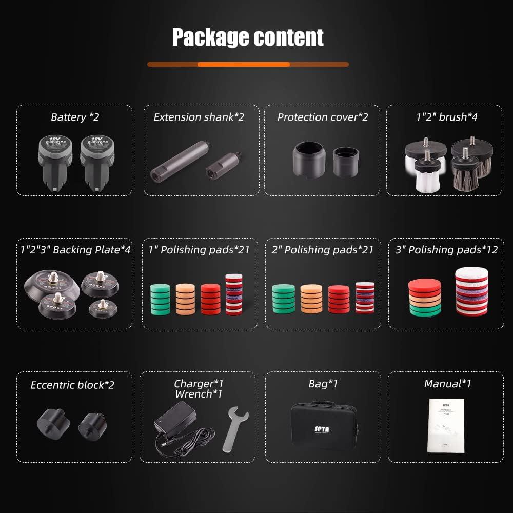 Pulidor Mini Inalámbrico SPTA 12V con Accesorios para Automóviles