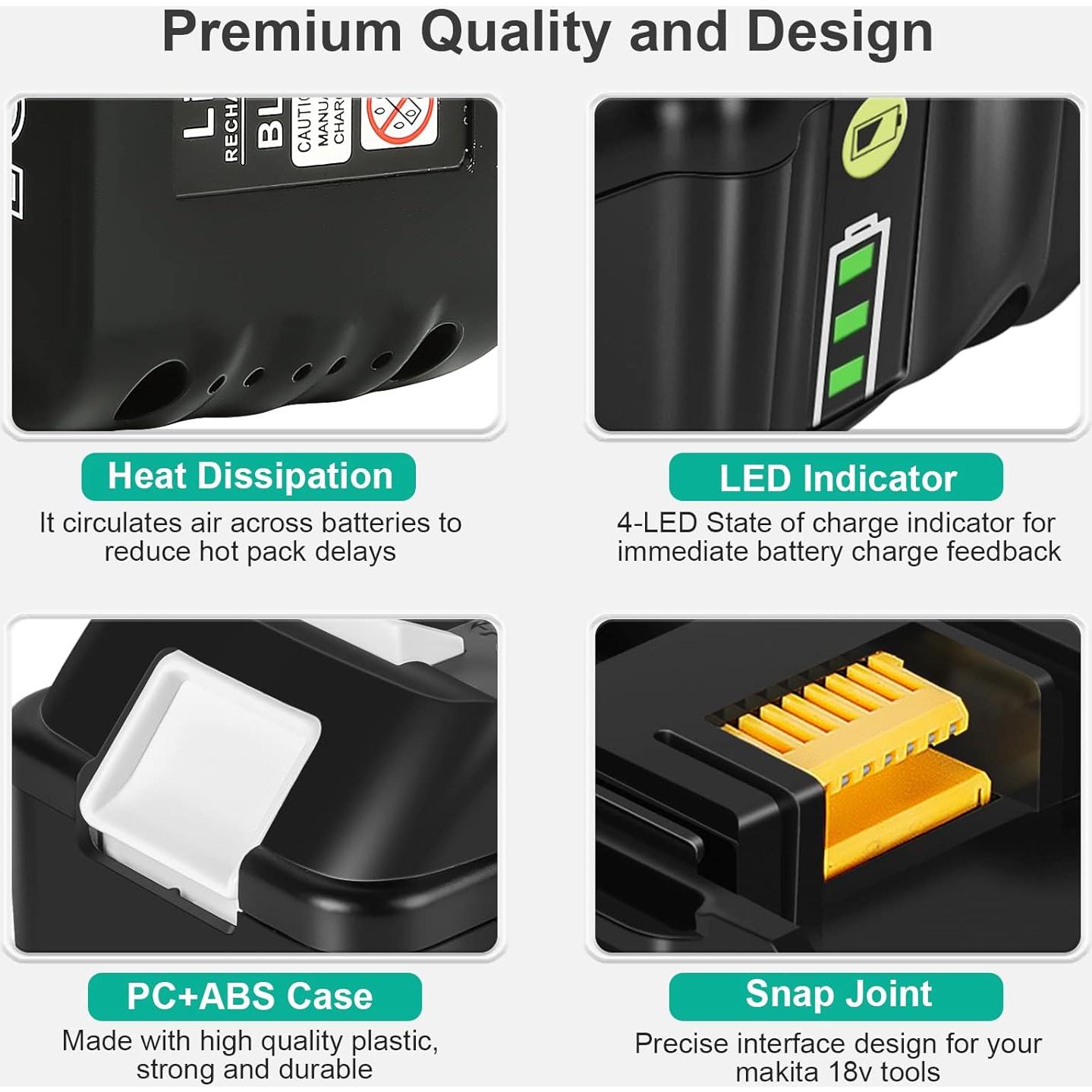 Batería de Reemplazo Makita 18V 6.0Ah 4 Unidades Aptooler