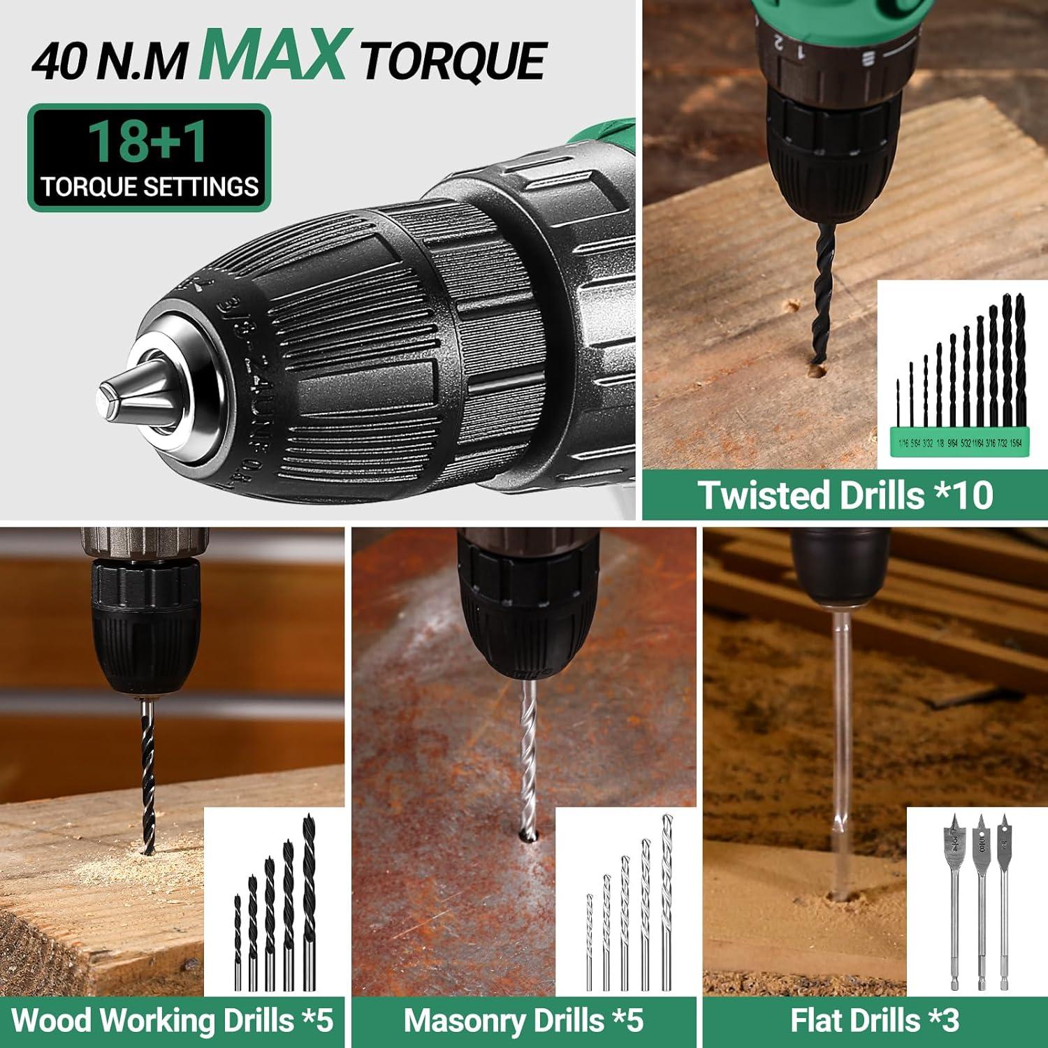 Juego de Herramientas DEKOPRO 20V con Taladro Inalámbrico y Destornillador