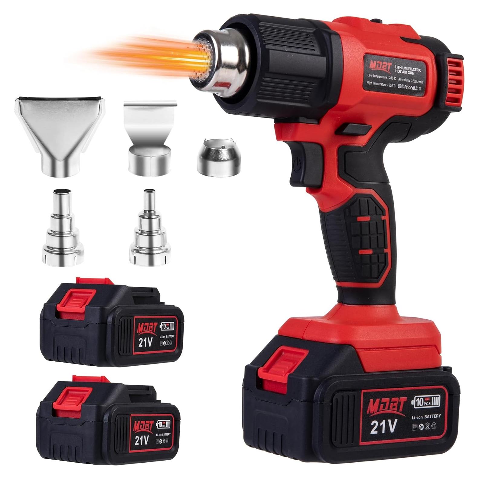 Pistola de Calor Inalámbrica MDBTTOOLS 21V 300W con 5 Boquillas