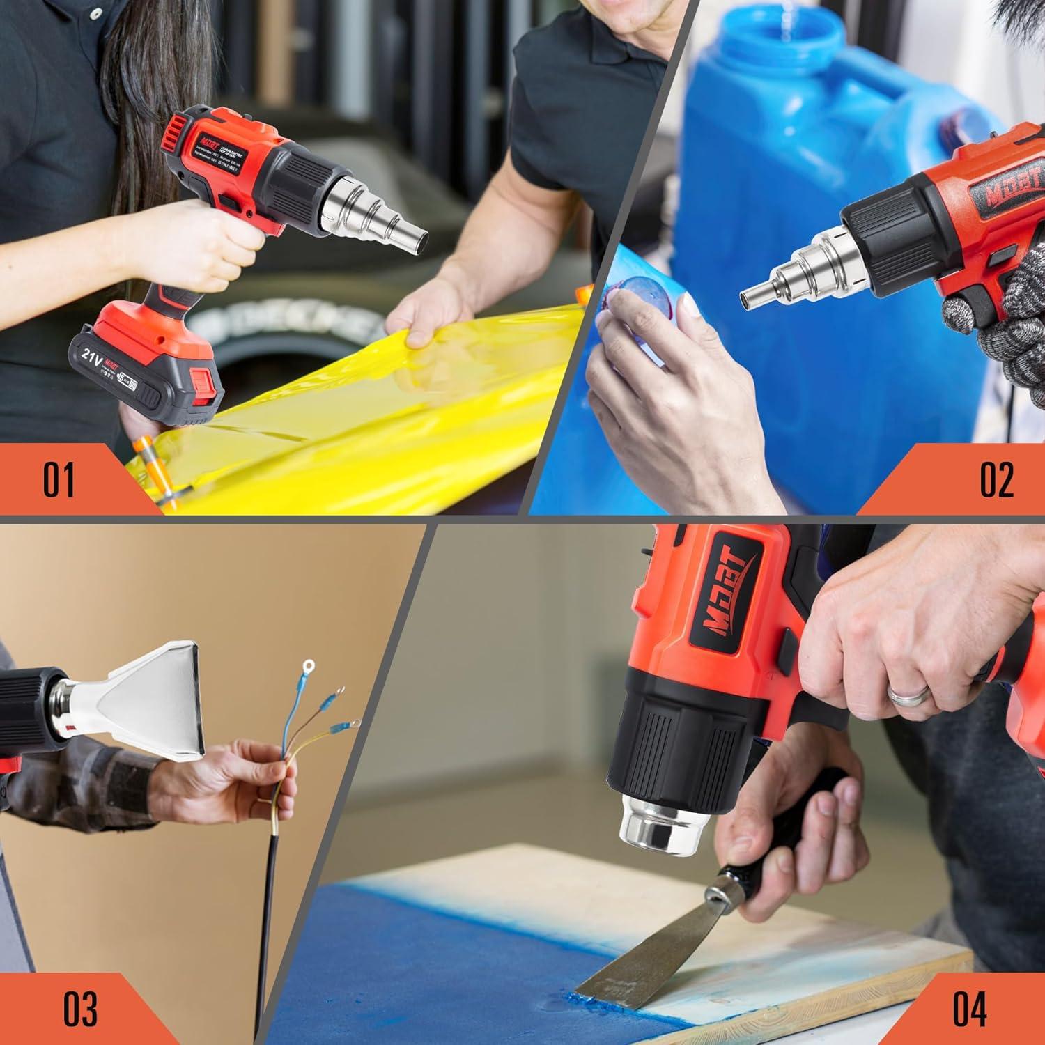 Pistola de Calor Inalámbrica MDBTTOOLS 21V 300W con 5 Boquillas