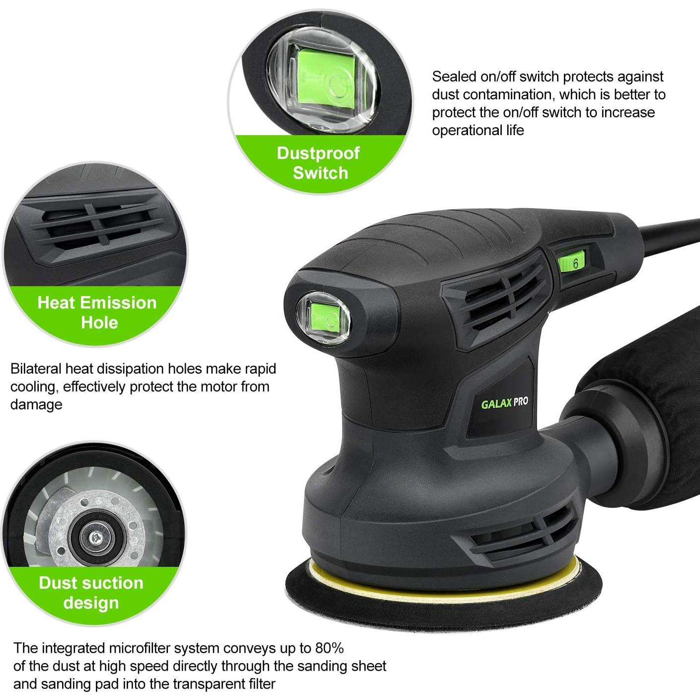 Lijadora Orbital Eléctrica GALAX PRO 280W 125mm con Discos