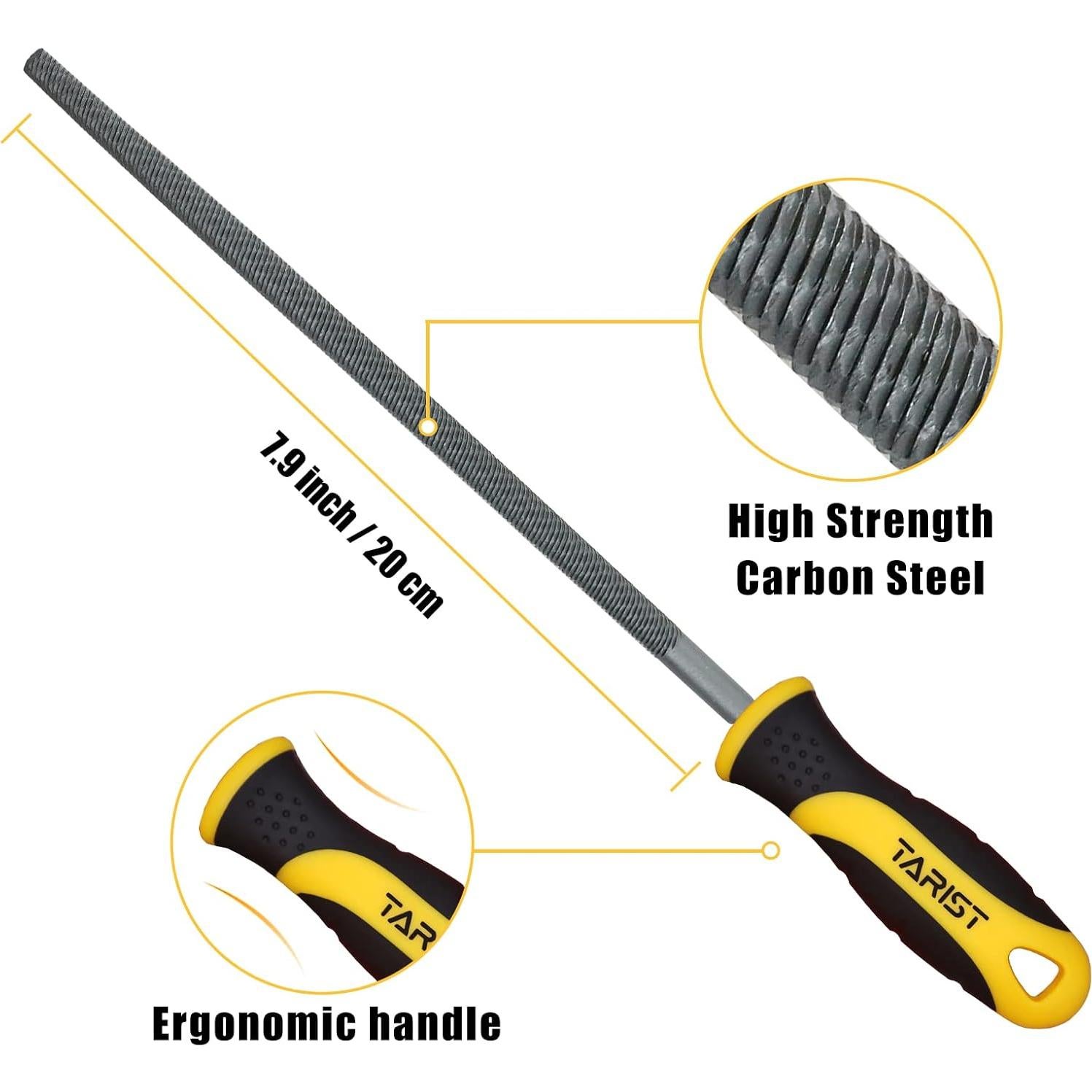 Juego de limas de metal TARIST 3 piezas 20.32 cm acero al carbono