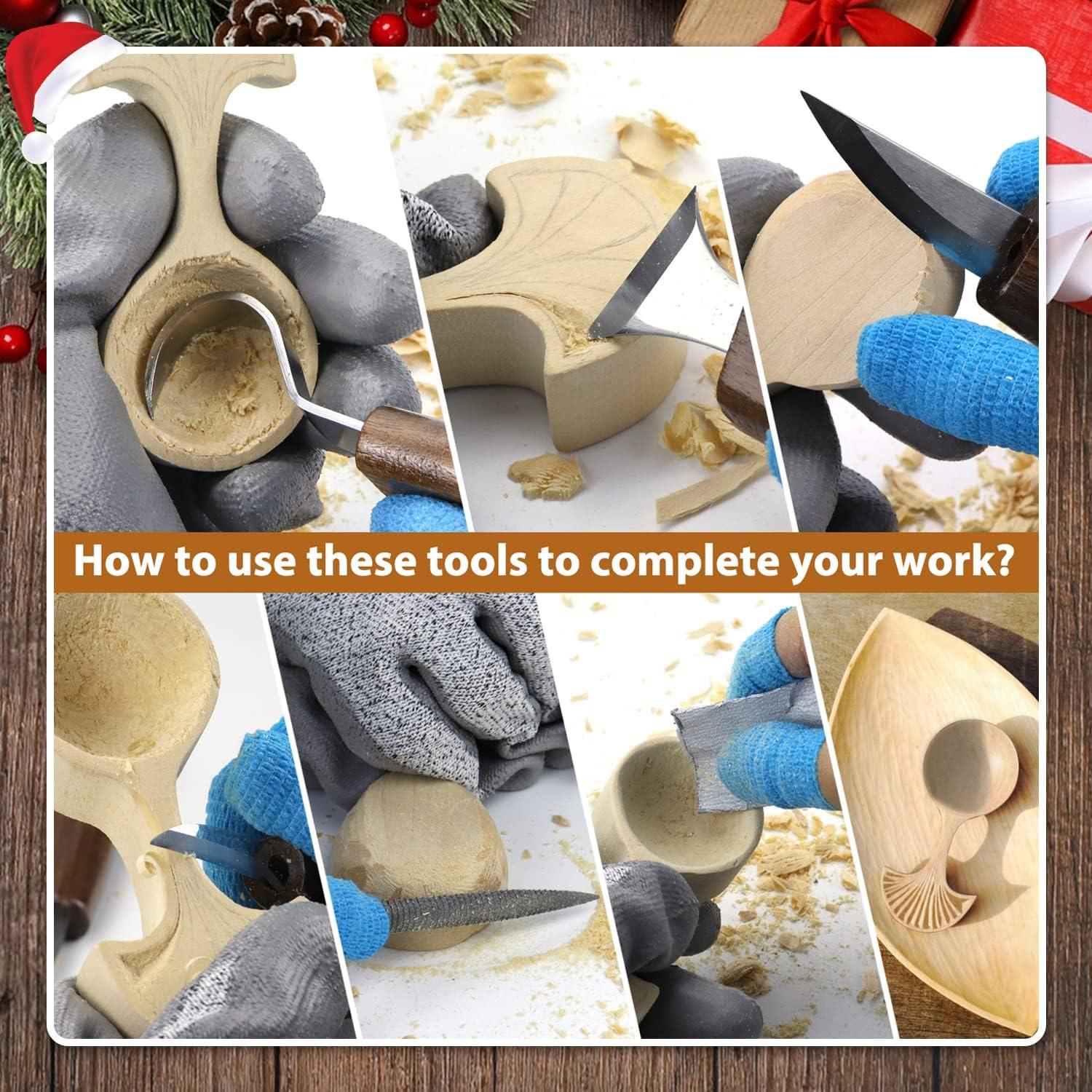 Kit de Tallado en Madera 22PCS con Guantes Anticorte
