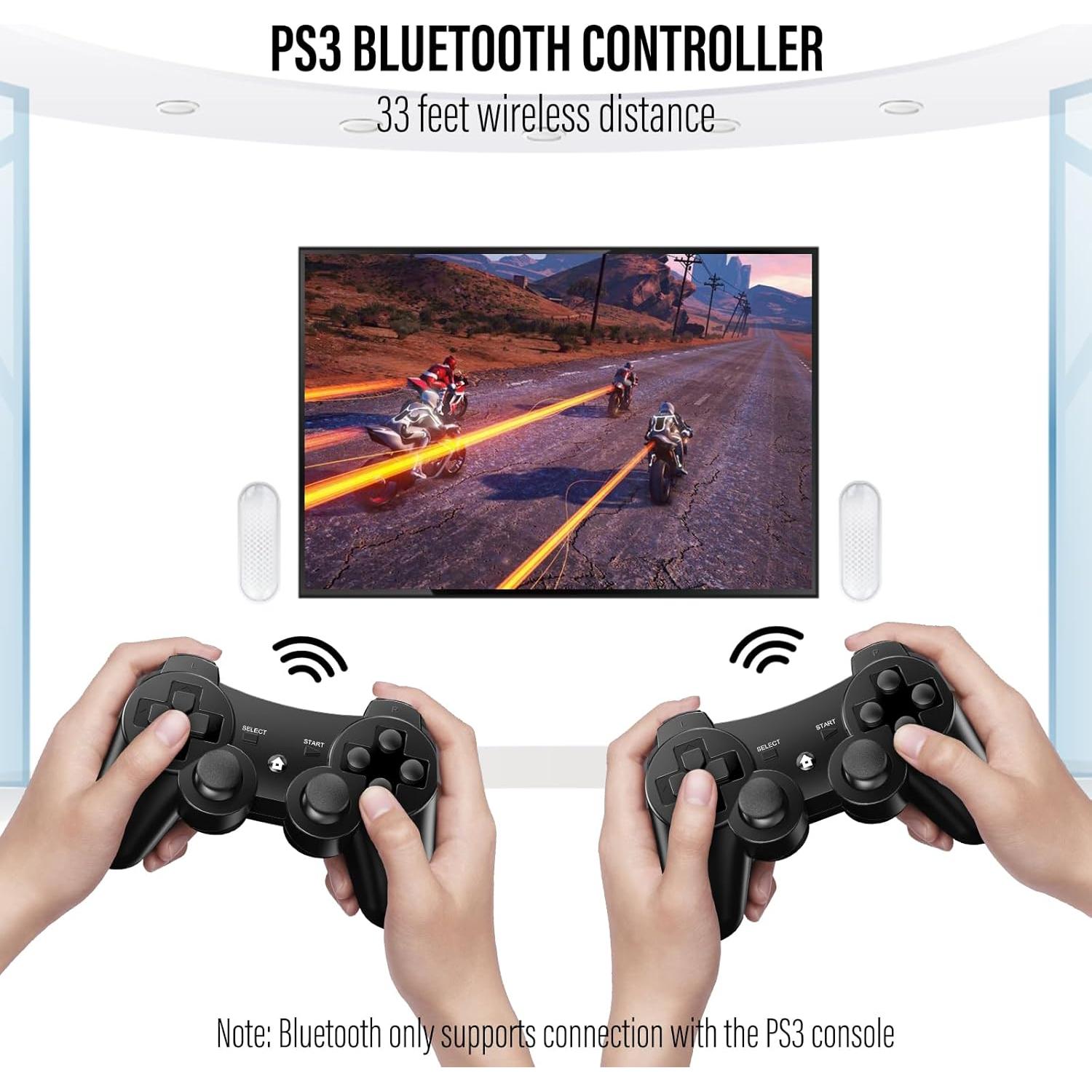 Controladores Inalámbricos Diswoe para PS3 - Paquete de 2, Doble Vibración