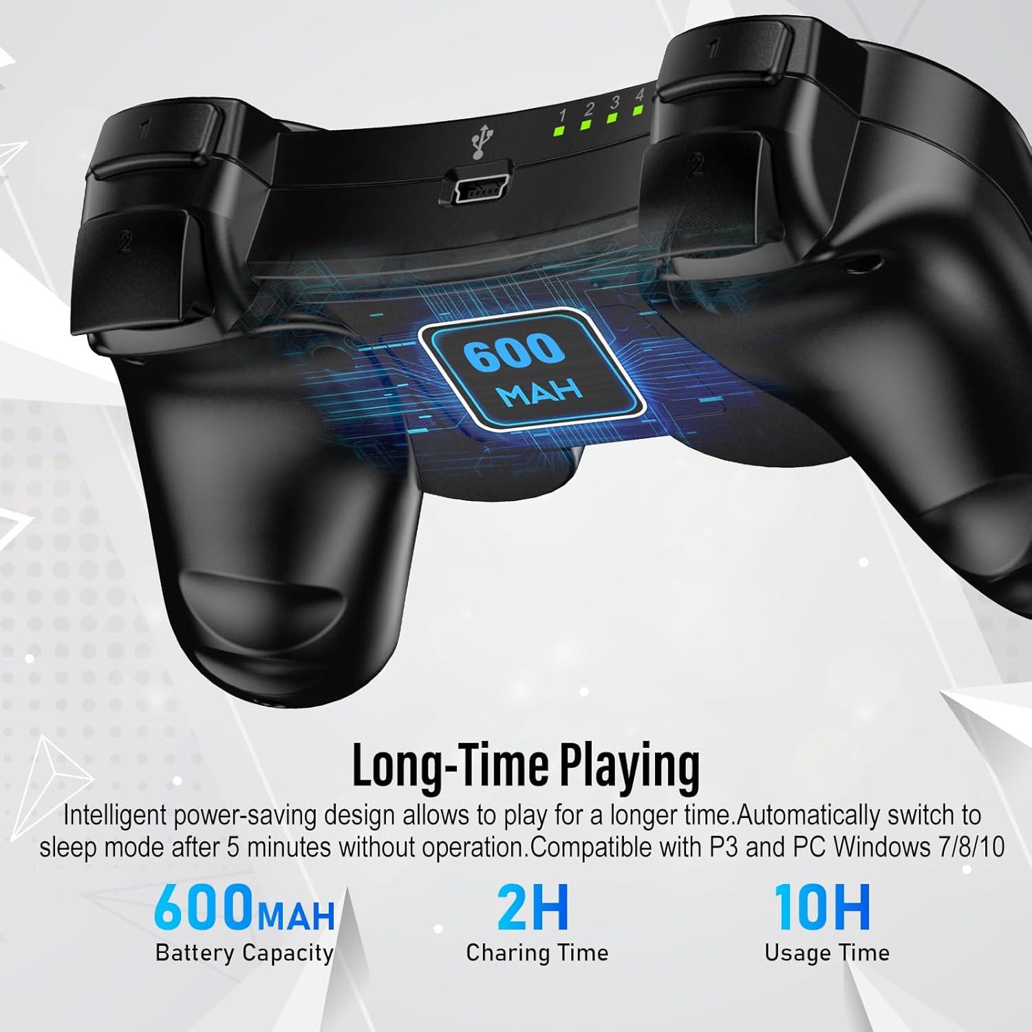Controladores Inalámbricos Diswoe para PS3 - Paquete de 2, Doble Vibración