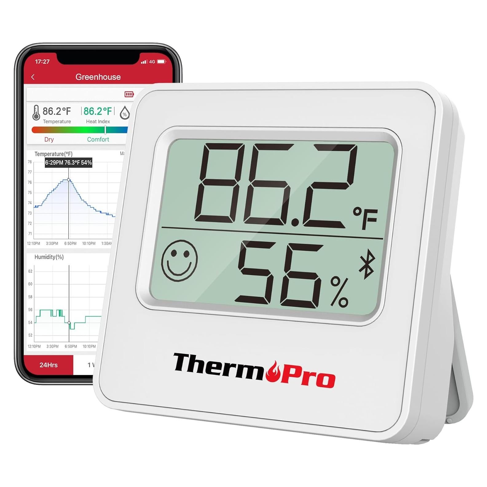 Termómetro Digital ThermoPro TP357 Bluetooth con Sensor de Humedad