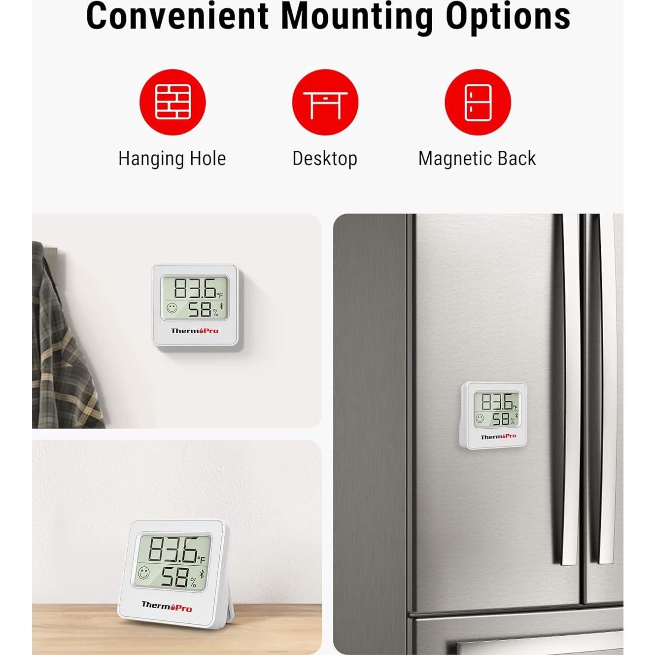 Termómetro Digital ThermoPro TP357 Bluetooth con Sensor de Humedad