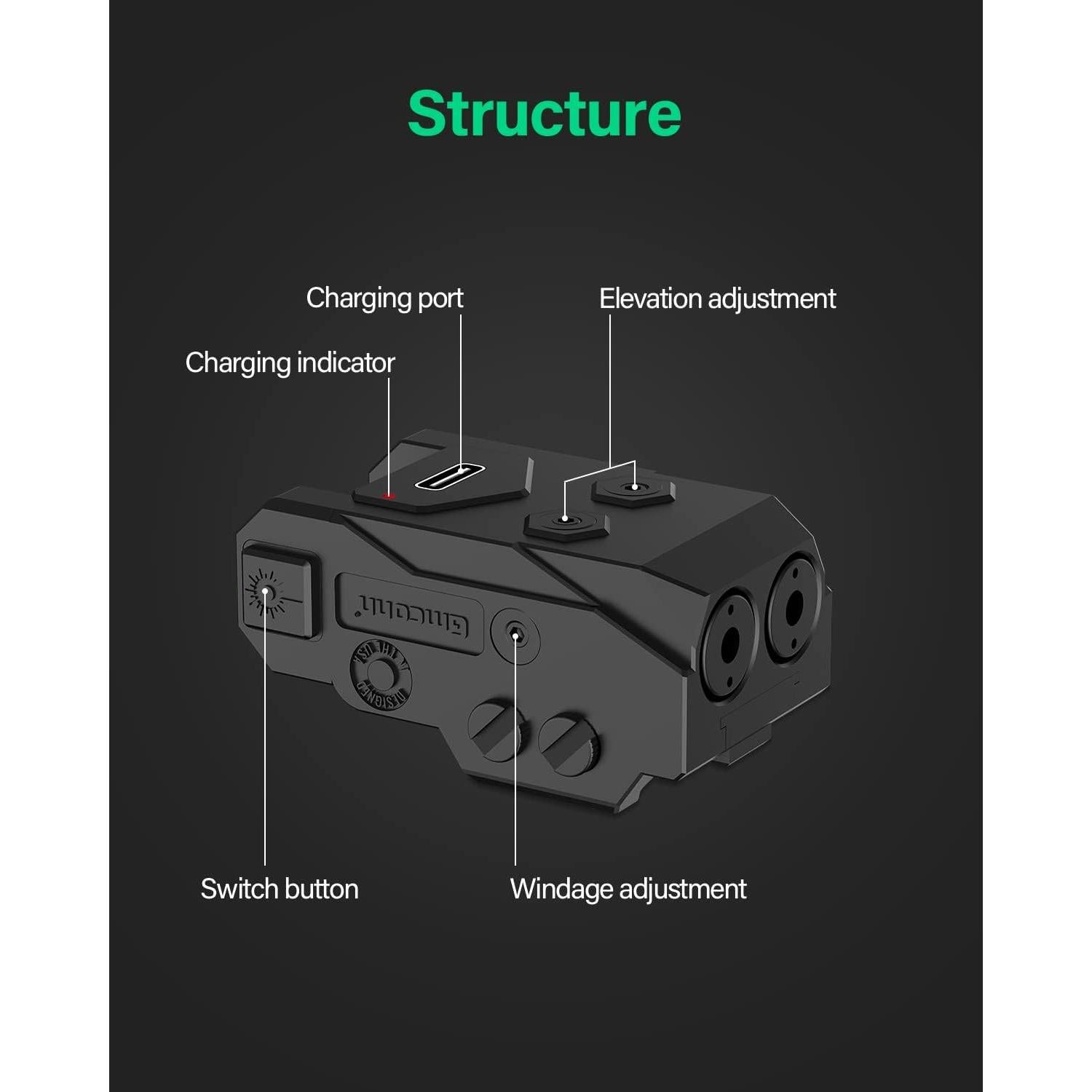 Mira Láser Dual Gmconn GM-1121-RG Recargable Verde/Rojo