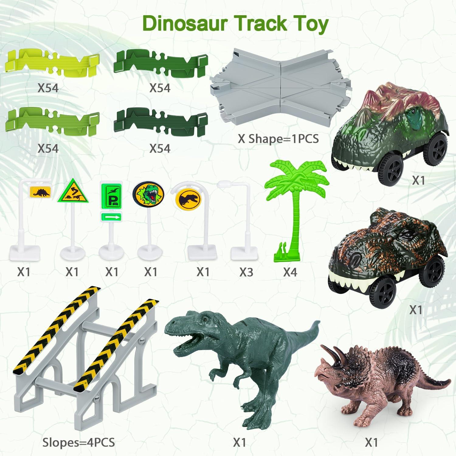 Juego de Pistas de Dinosaurios 252 Piezas con Coches