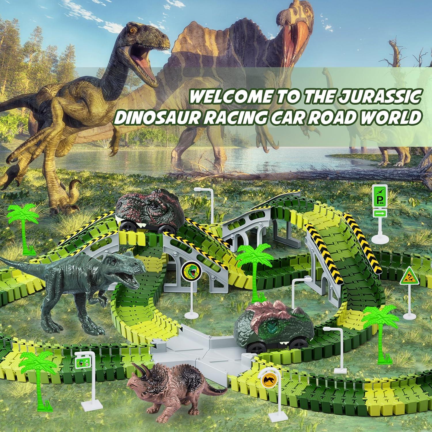Juego de Pistas de Dinosaurios 252 Piezas con Coches