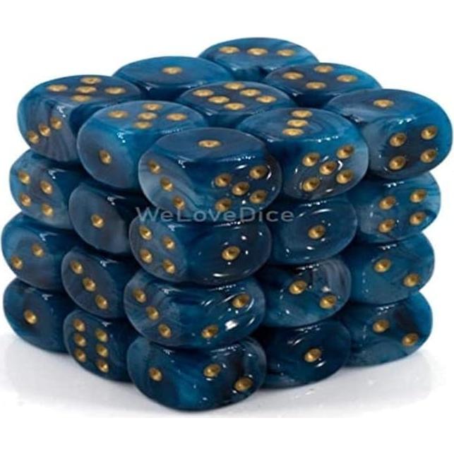 Juego de Dados DND Chessex 36 D6 Phantom Teal y Oro