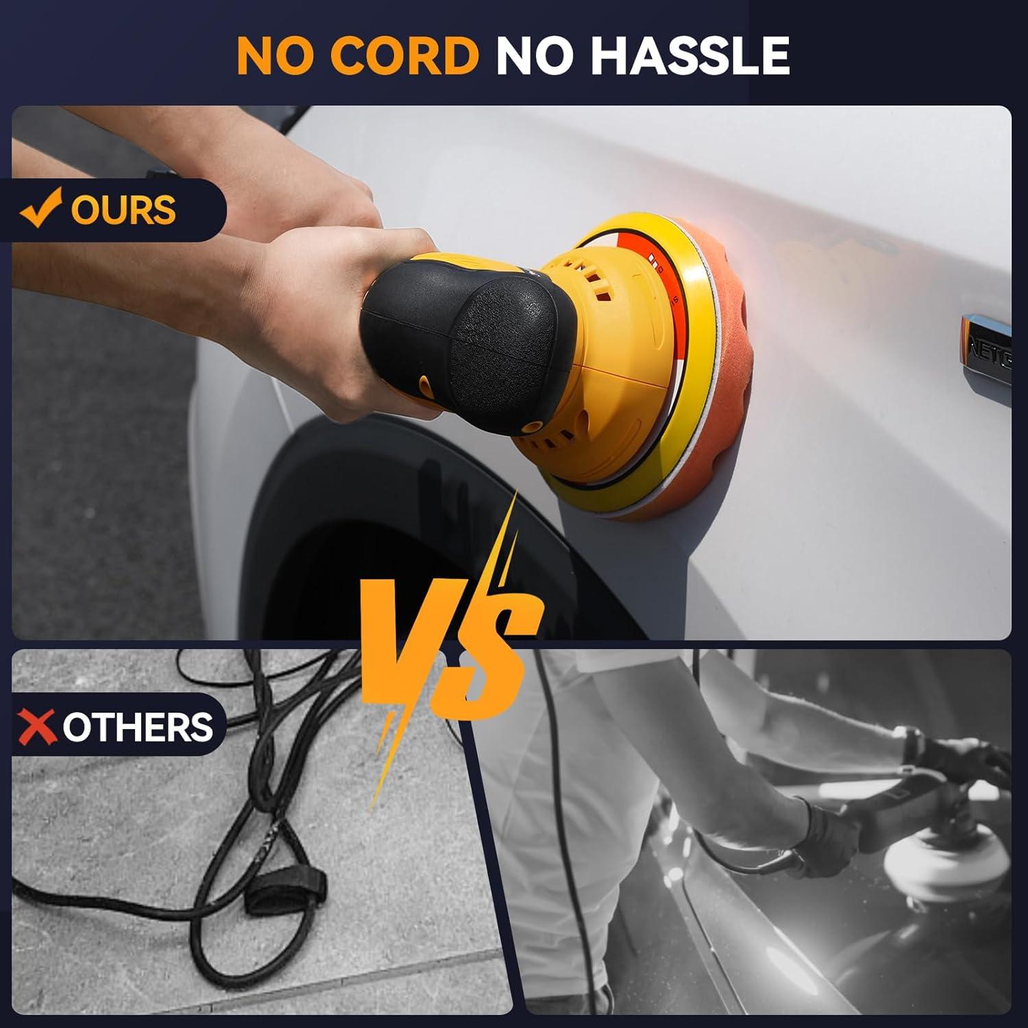 Pulidor de Coche Inalámbrico ZhiehiusL 21V 2 Baterías 6 Velocidades