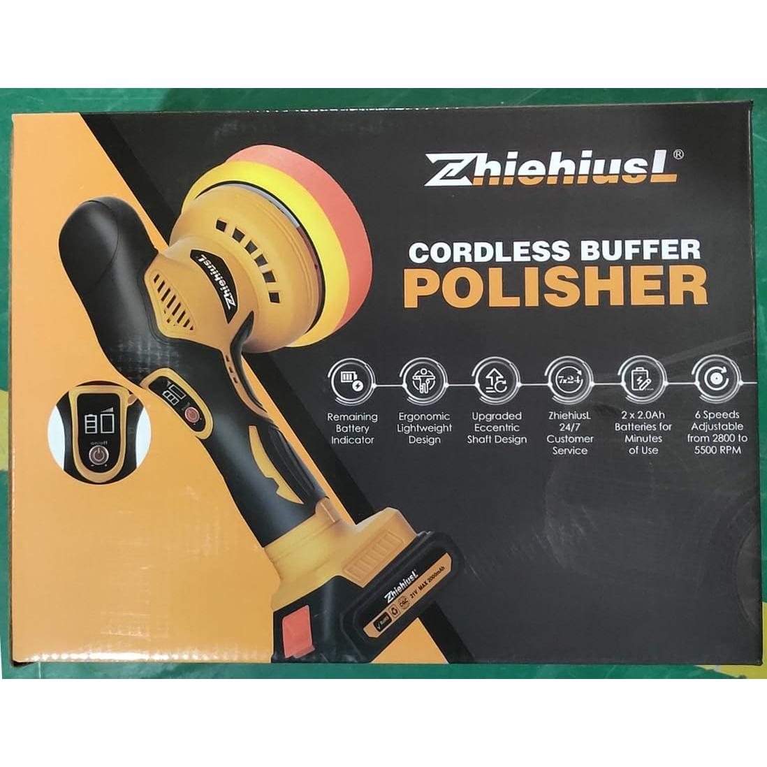 Pulidor de Coche Inalámbrico ZhiehiusL 21V 2 Baterías 6 Velocidades