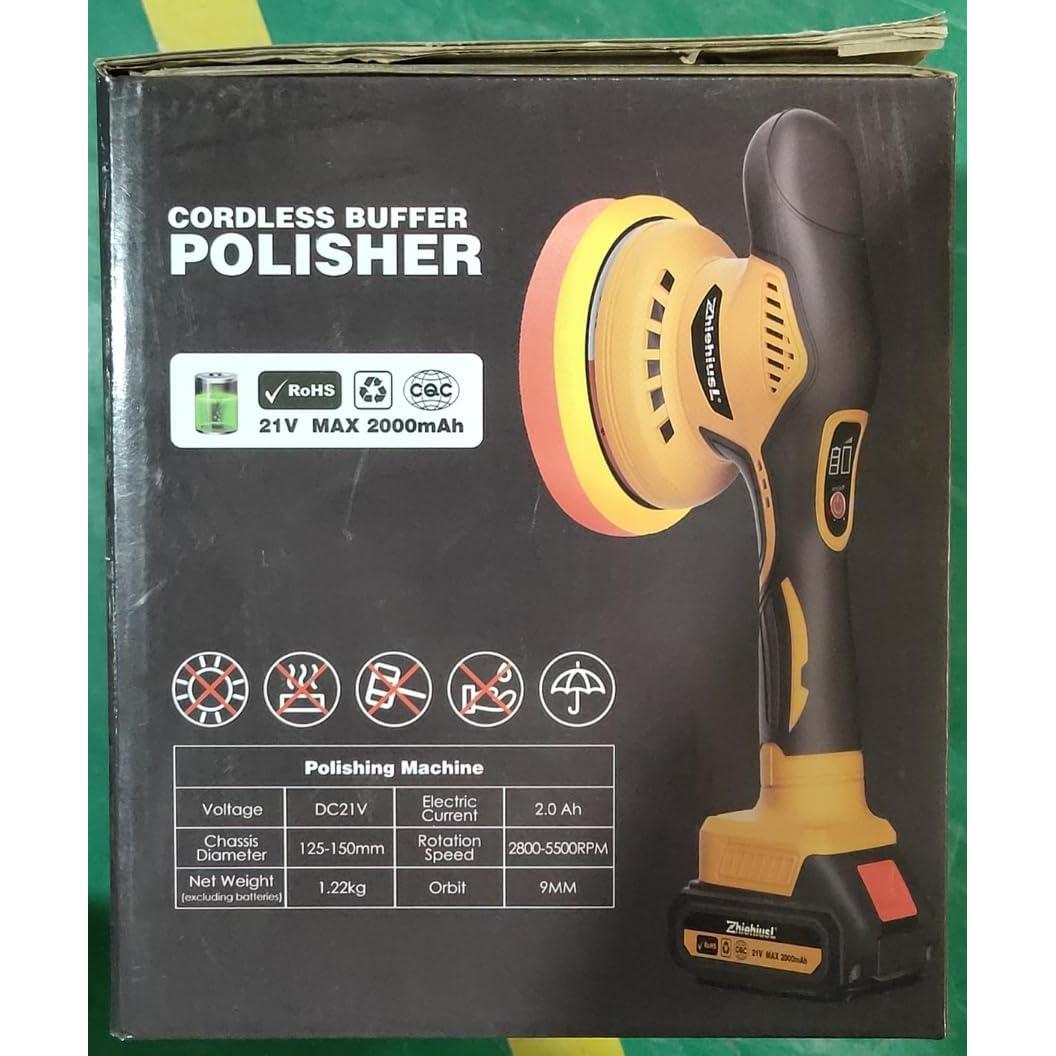 Pulidor de Coche Inalámbrico ZhiehiusL 21V 2 Baterías 6 Velocidades