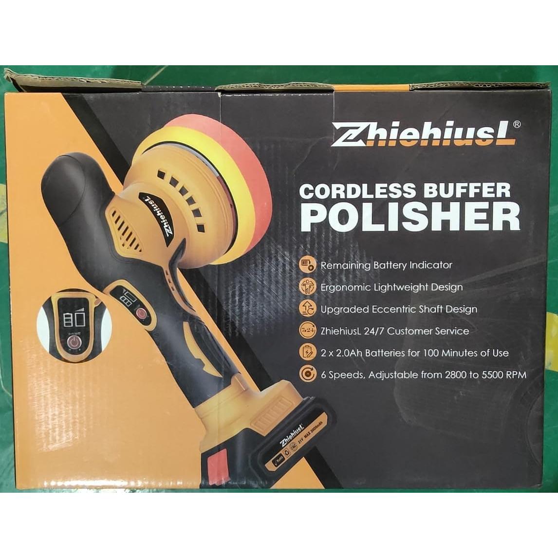 Pulidor de Coche Inalámbrico ZhiehiusL 21V 2 Baterías 6 Velocidades