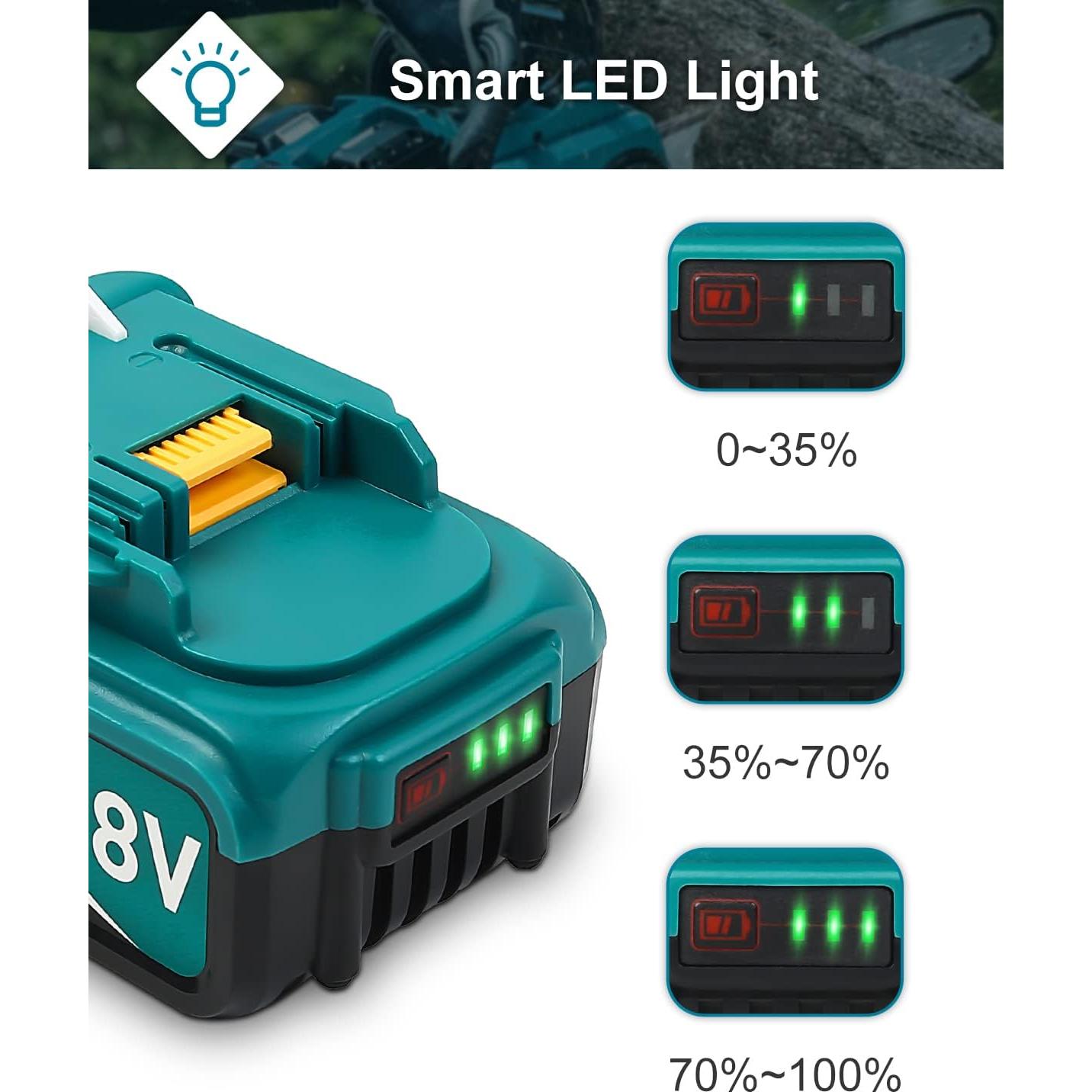 Paquete de 2 Baterías 18V 6.0Ah Makita BL1860B Reemplazo