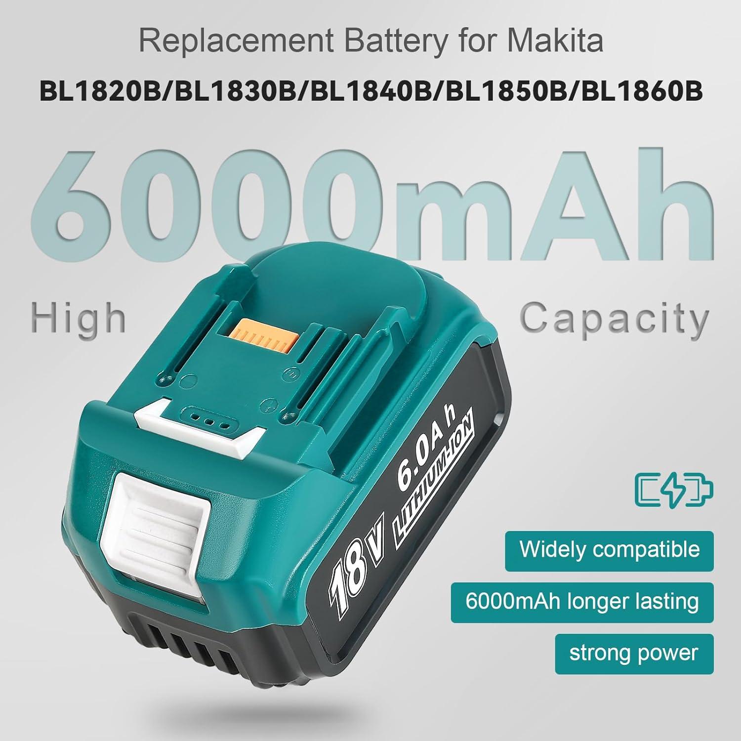 Batería 18V 6.0Ah Makita BL1860 + Cargador DC18RC LCD