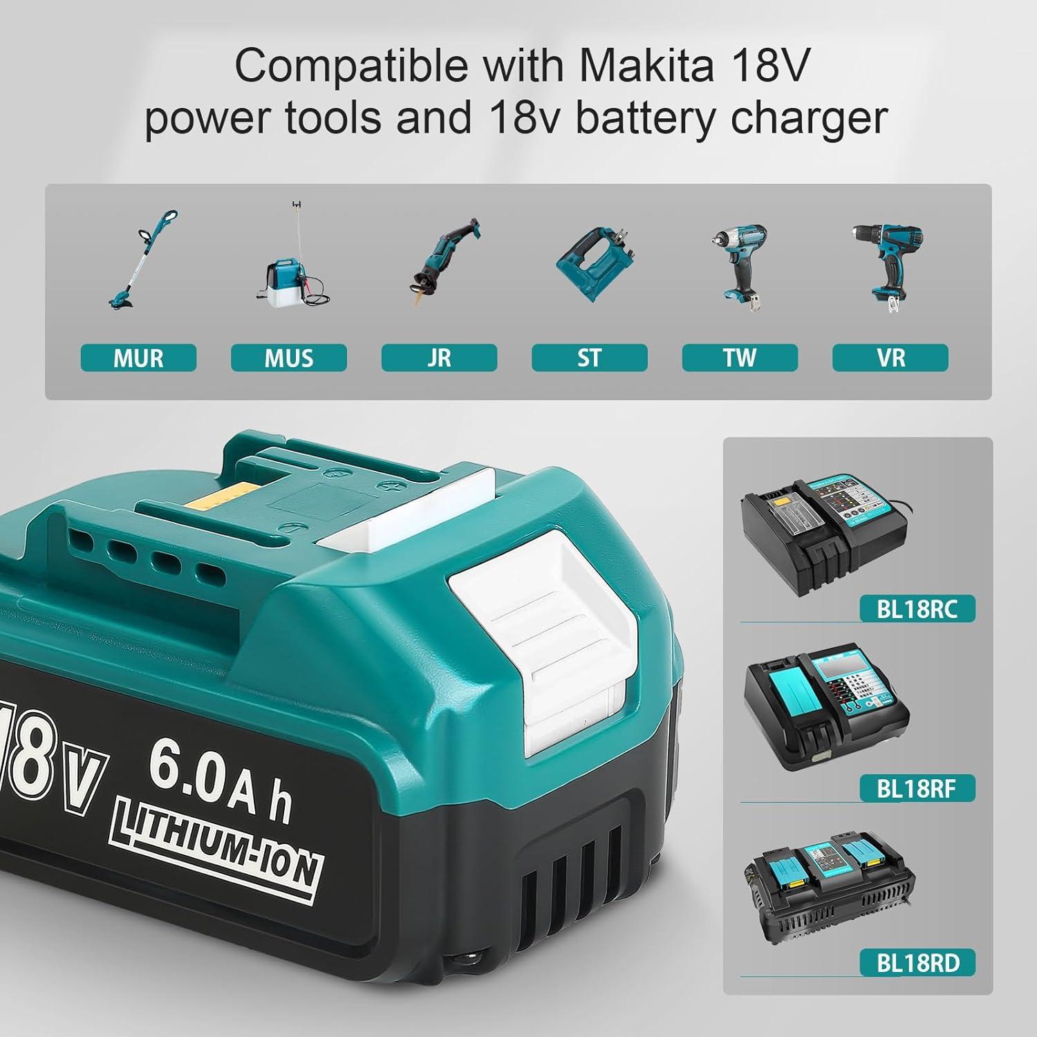 Batería 18V 6.0Ah Makita BL1860 + Cargador DC18RC LCD