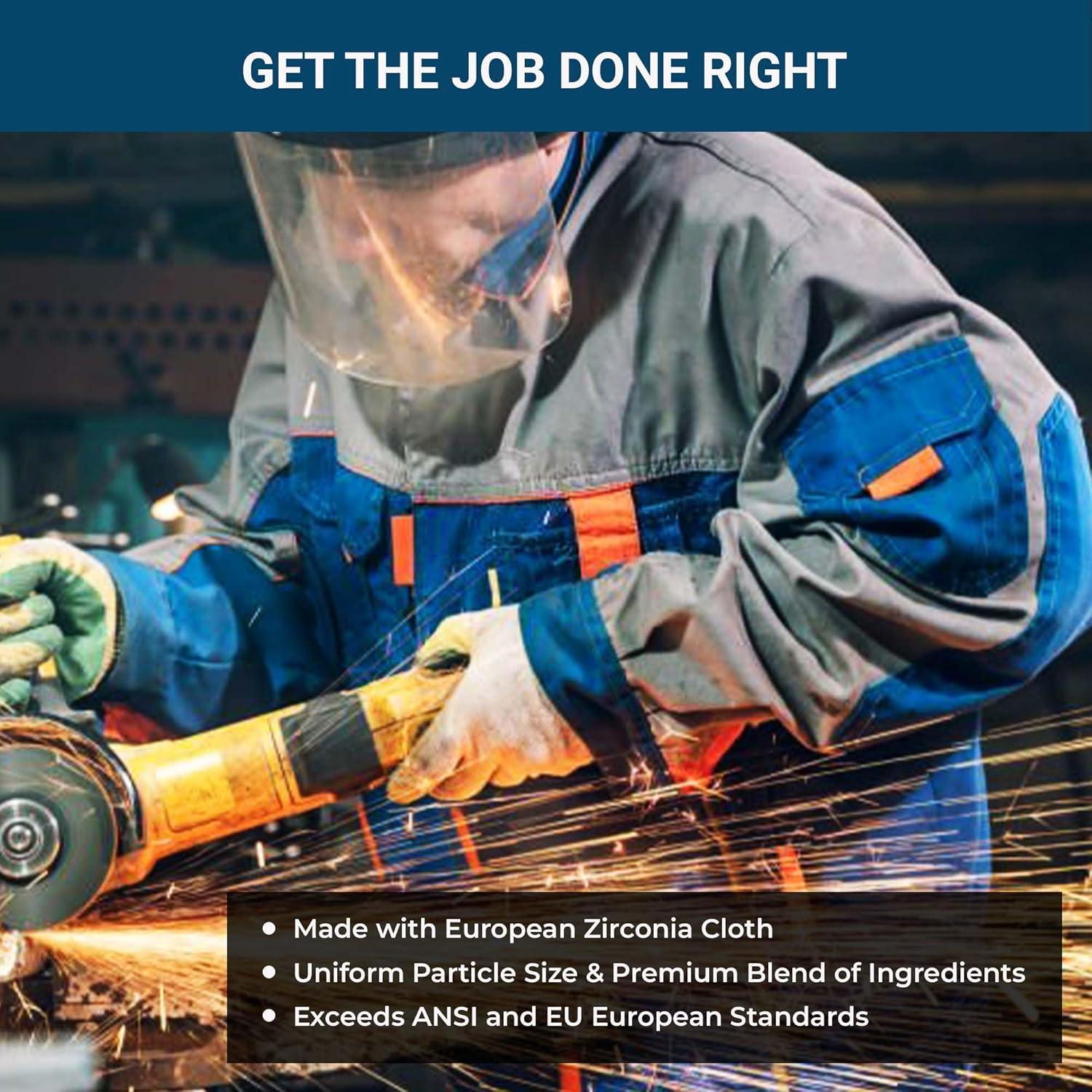 Benchmark Abrasives 4.5" x 7/8" Premium High Density Jumbo Zirconia Type 29 Flap Discs 4 1/2 for Angle Grinder, Sanding Discs, Finishing - Grinding Wheels 4 1/2 Inch (10 Pack) - 40 Grit