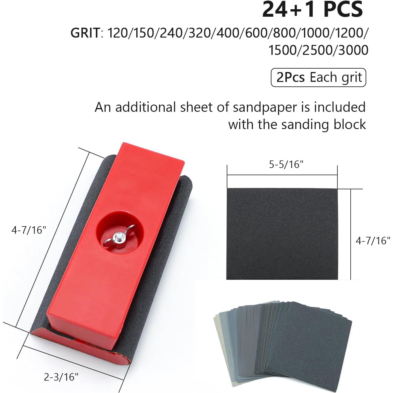 Bloques de Lijado SCOTTCHEN 25pcs Grano 120 a 3000 para Carpintería