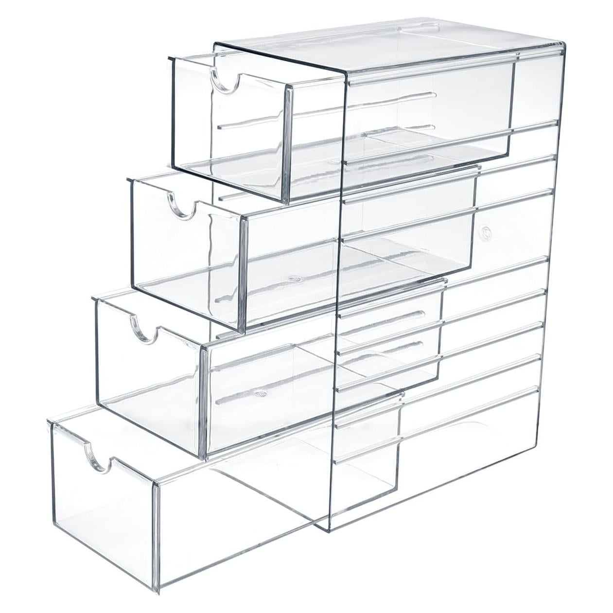 Organizador de Cajones Plástico Hipiwe 4 Cajones Transparente