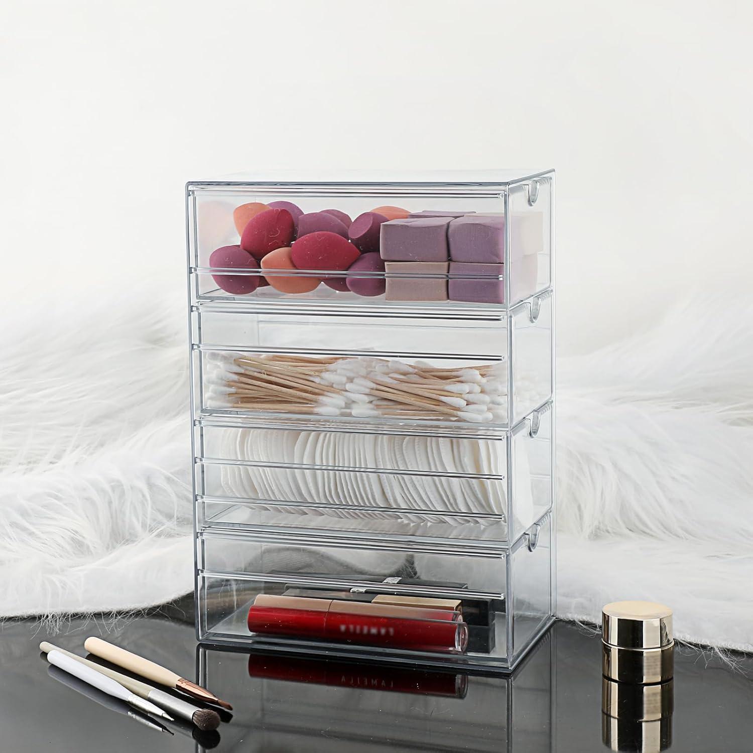 Organizador de Cajones Plástico Hipiwe 4 Cajones Transparente