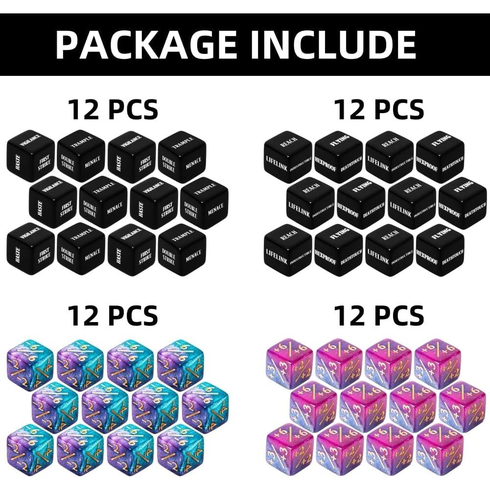 48 Dados MTG Contadores de Habilidades + Bolsa de Almacenaje