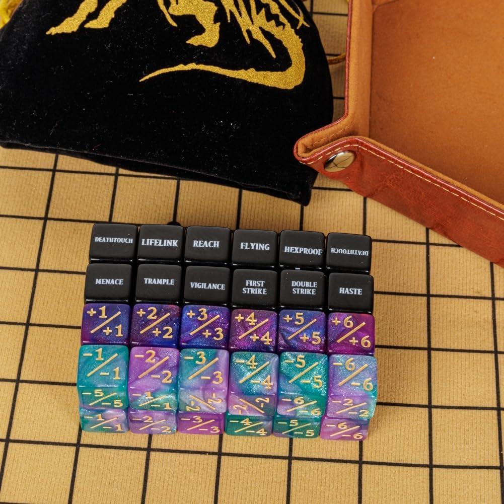 48 Dados MTG Contadores de Habilidades + Bolsa de Almacenaje