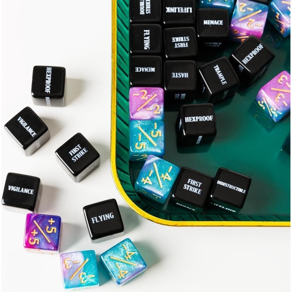 48 Dados MTG Contadores de Habilidades + Bolsa de Almacenaje