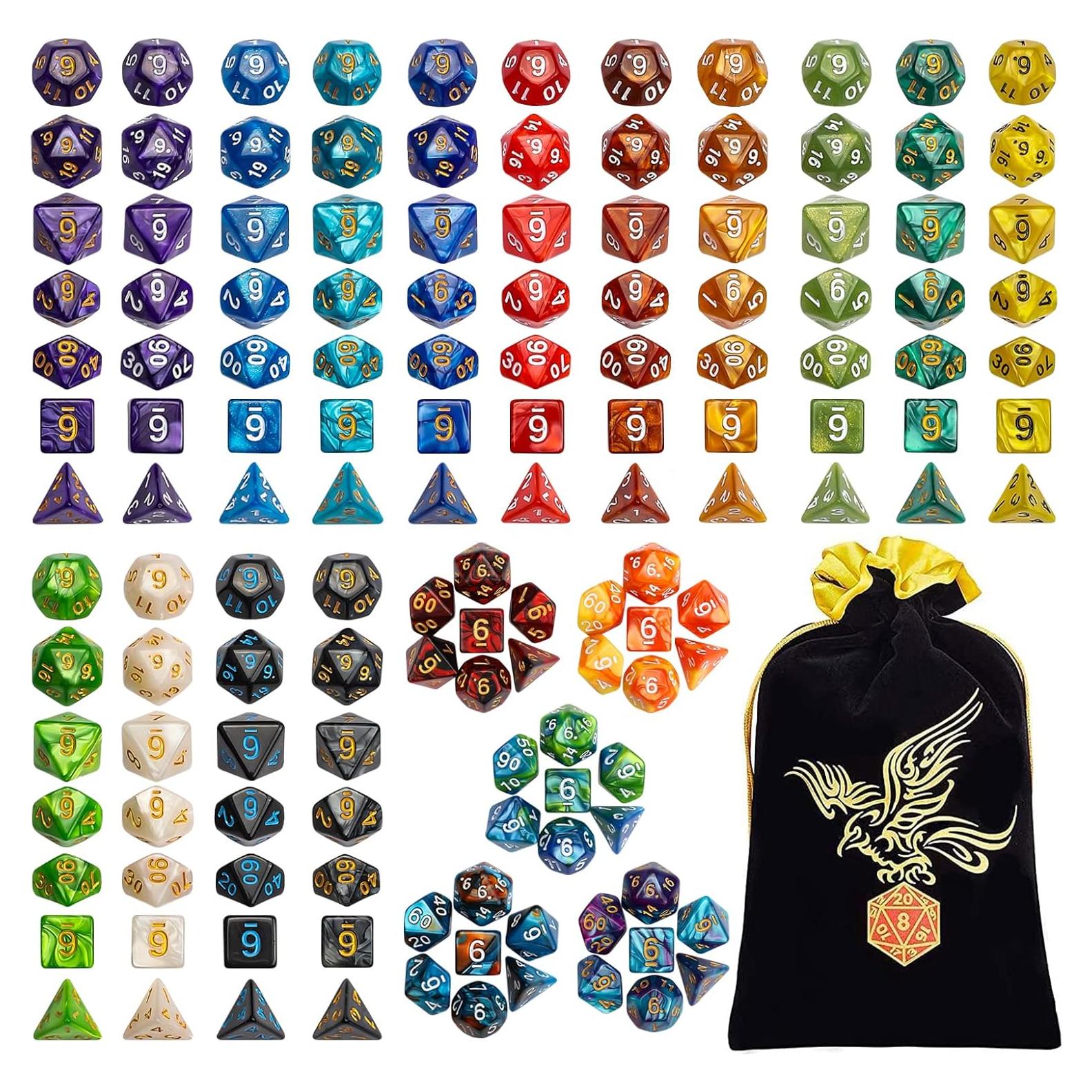 QMay Juego de Dados DND - 140 Piezas Poliedricos