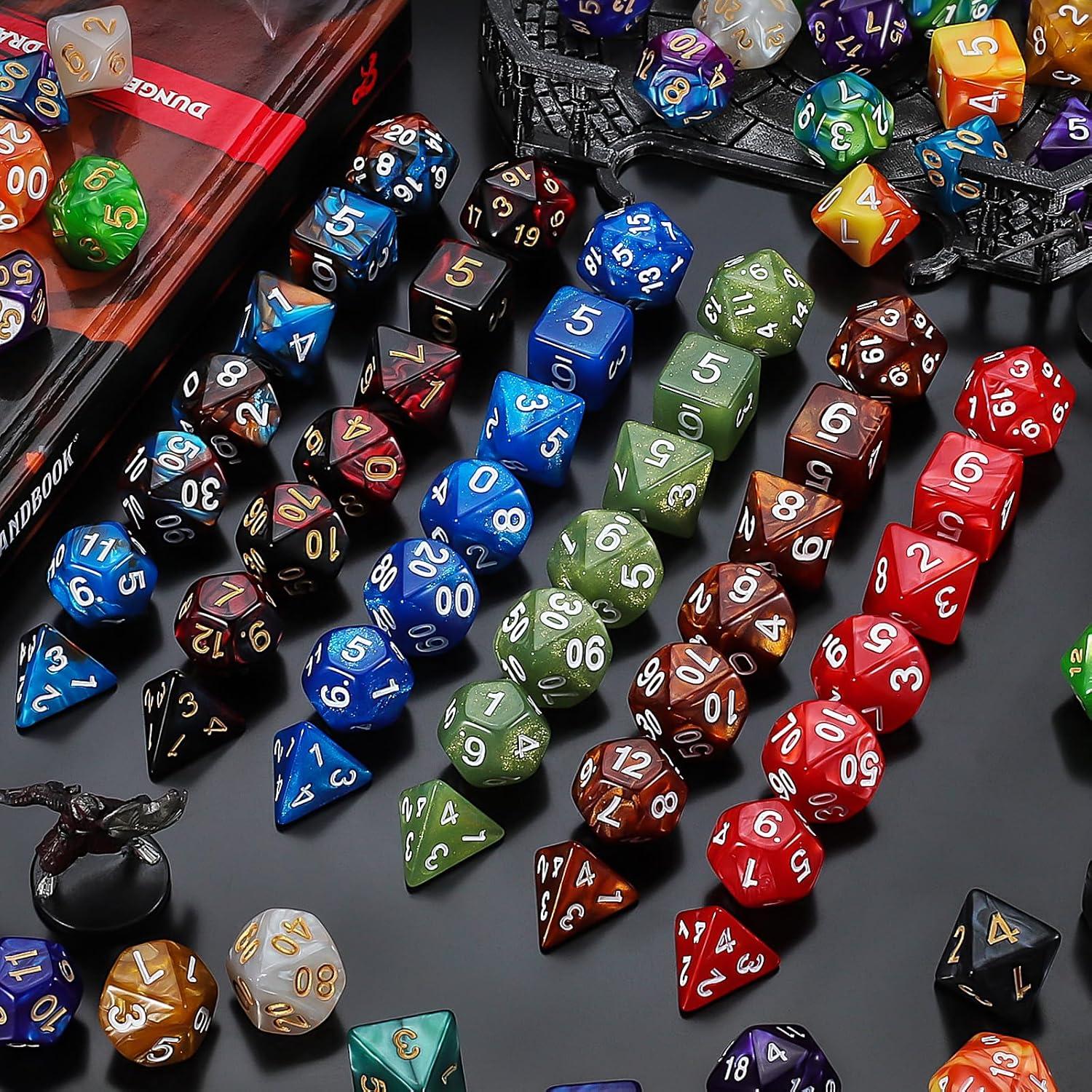 QMay Juego de Dados DND - 140 Piezas Poliedricos