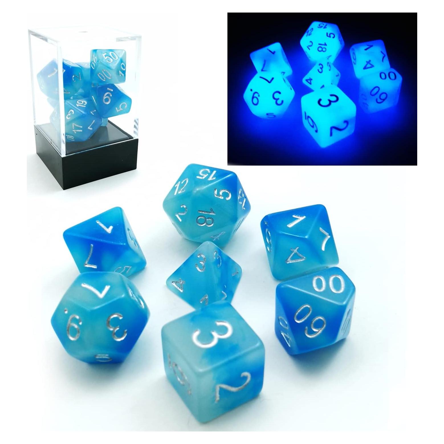 Set de Dados Luminosos Bescon Gemini 7 Piezas Icy Rocks