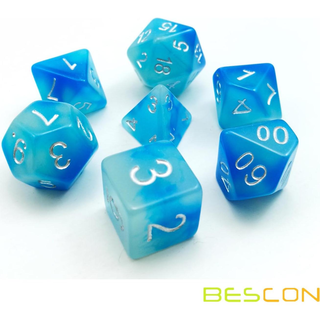 Set de Dados Luminosos Bescon Gemini 7 Piezas Icy Rocks