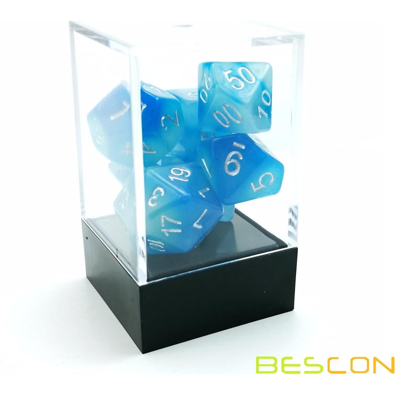 Set de Dados Luminosos Bescon Gemini 7 Piezas Icy Rocks