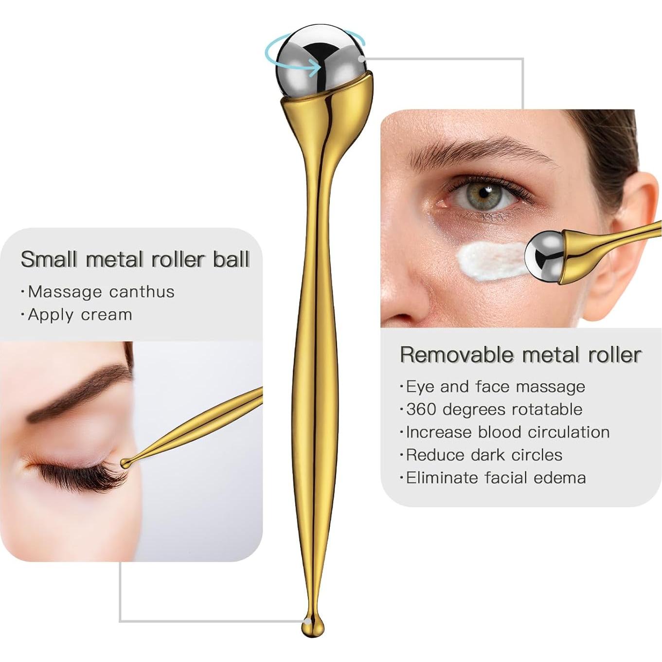 Varita de Rodillo para Crema de Ojos LISAPACK - Masaje Facial Oro