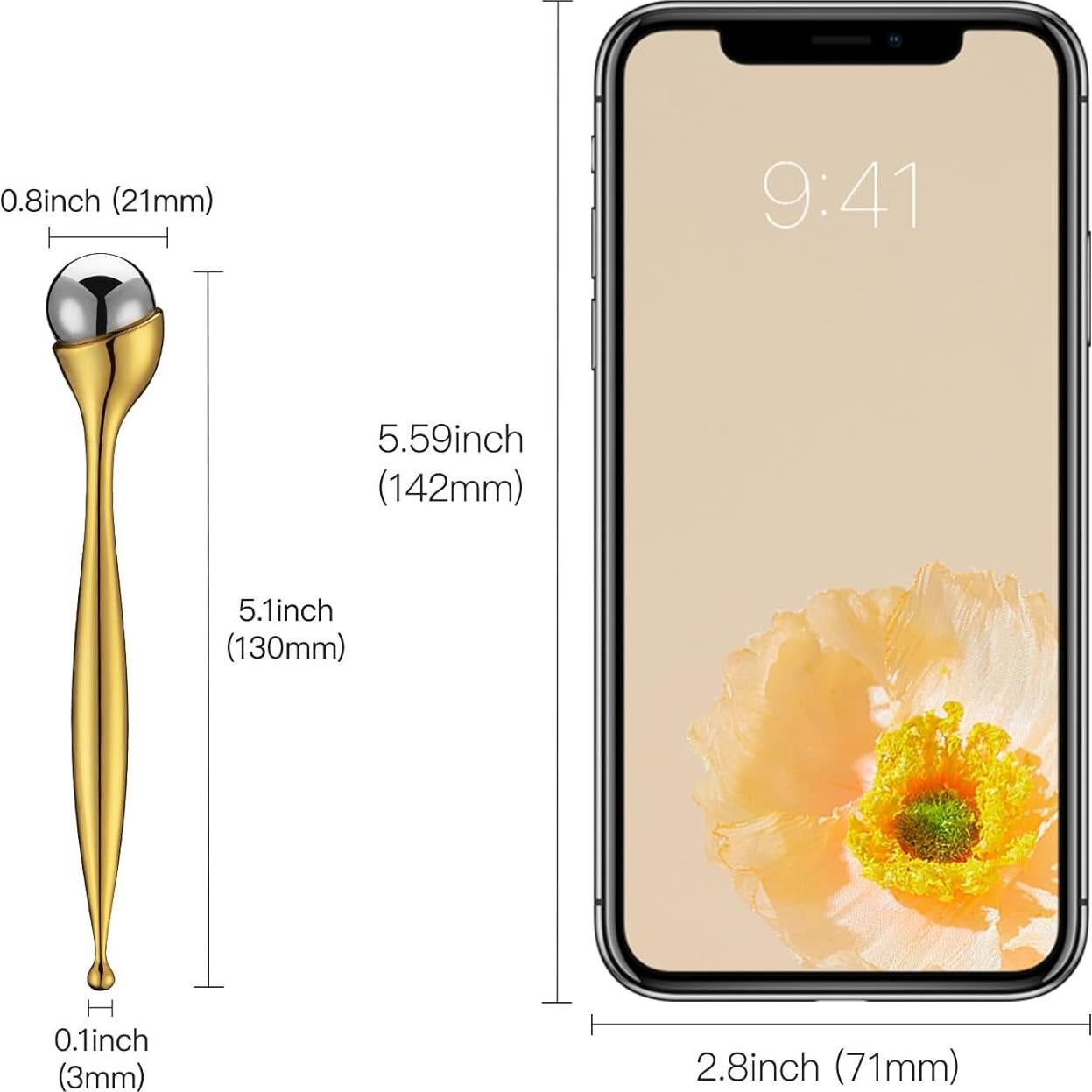 Varita de Rodillo para Crema de Ojos LISAPACK - Masaje Facial Oro