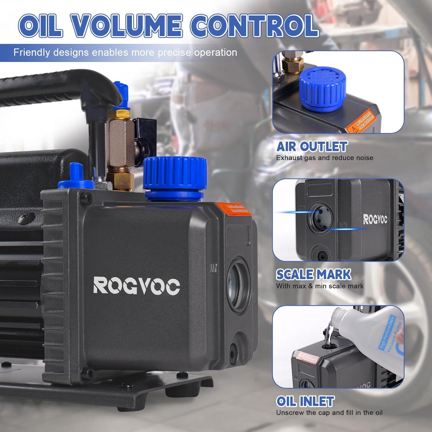 Bomba de vacío Rogvoc 3.5 CFM 110V para AC y HVAC